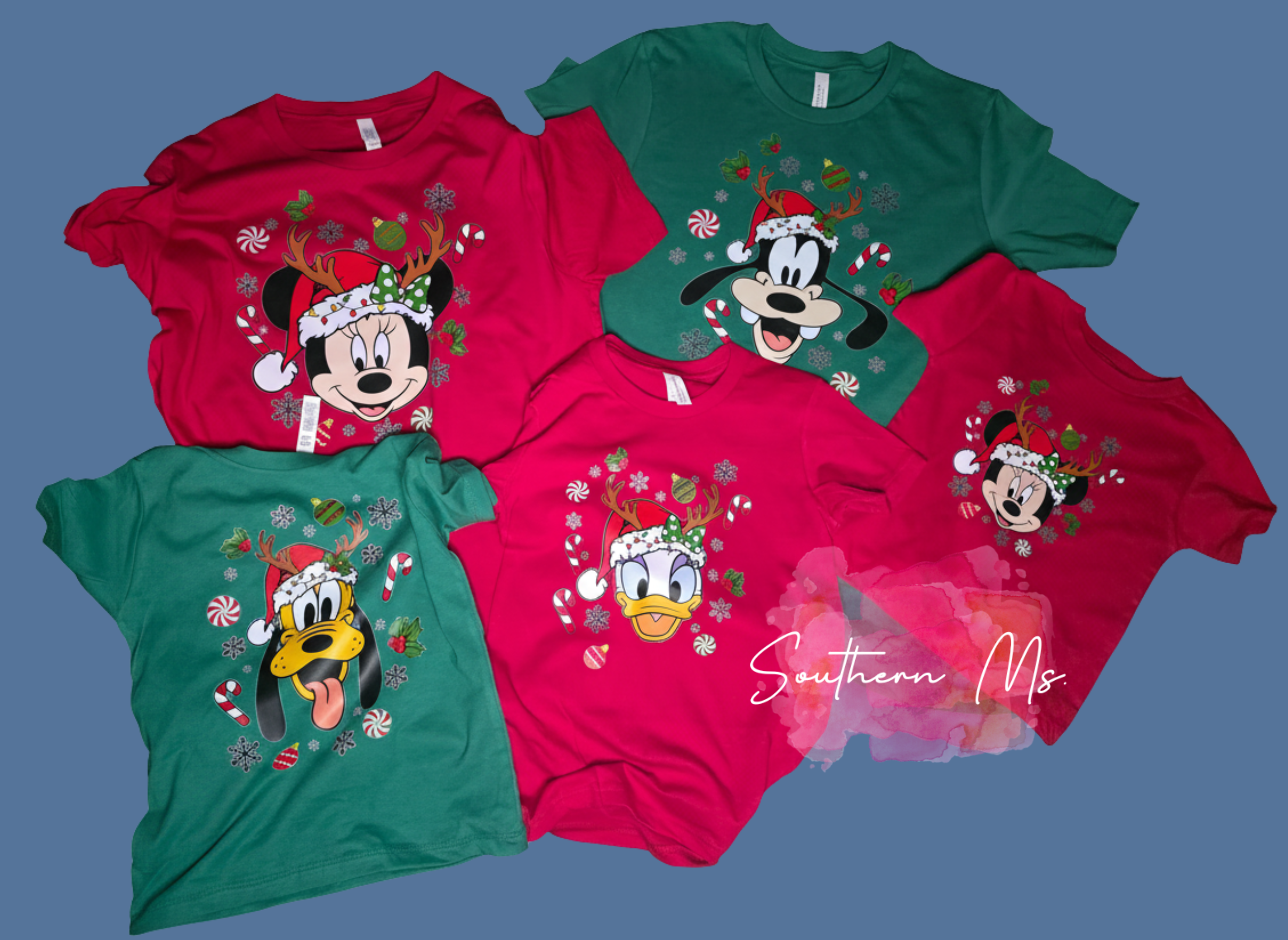 Personalized Disney Family Christmas Shirts - Mickey & Friends Reindeer Vacation Tees