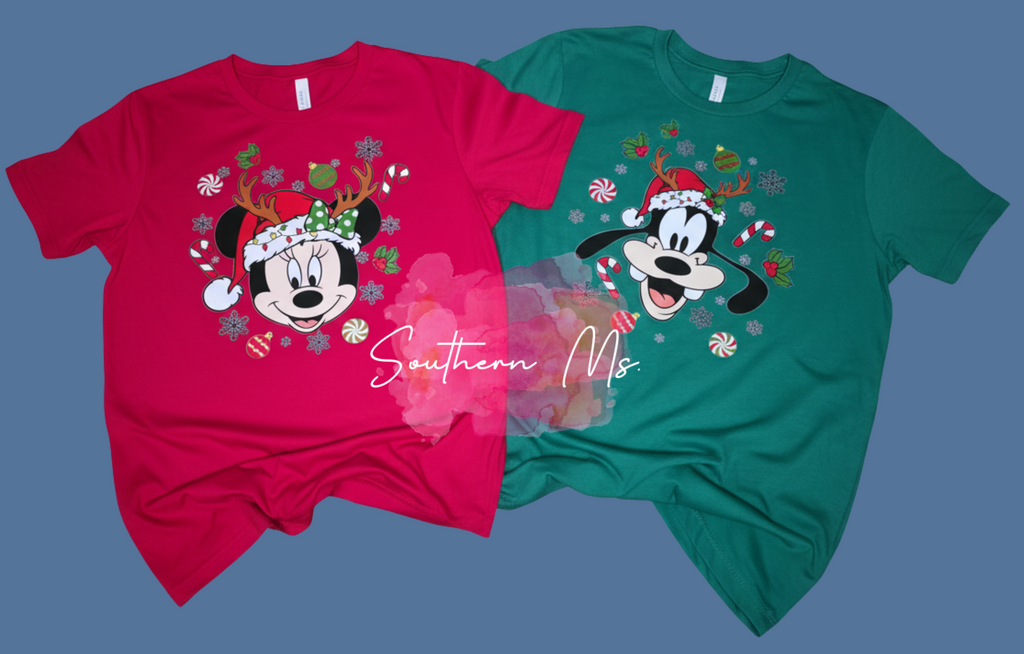 Personalized Disney Family Christmas Shirts - Mickey & Friends Reindeer Vacation Tees