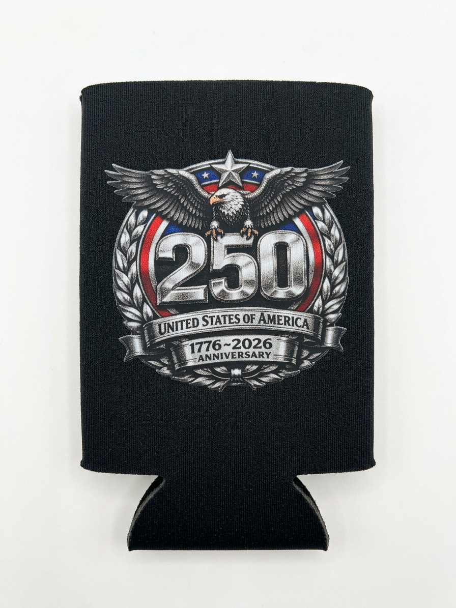 USA 250th Anniversary Eagle Can Cooler | America 250 Patriotic Koozie | 1776-2026 Commemorative Drink Sleeve