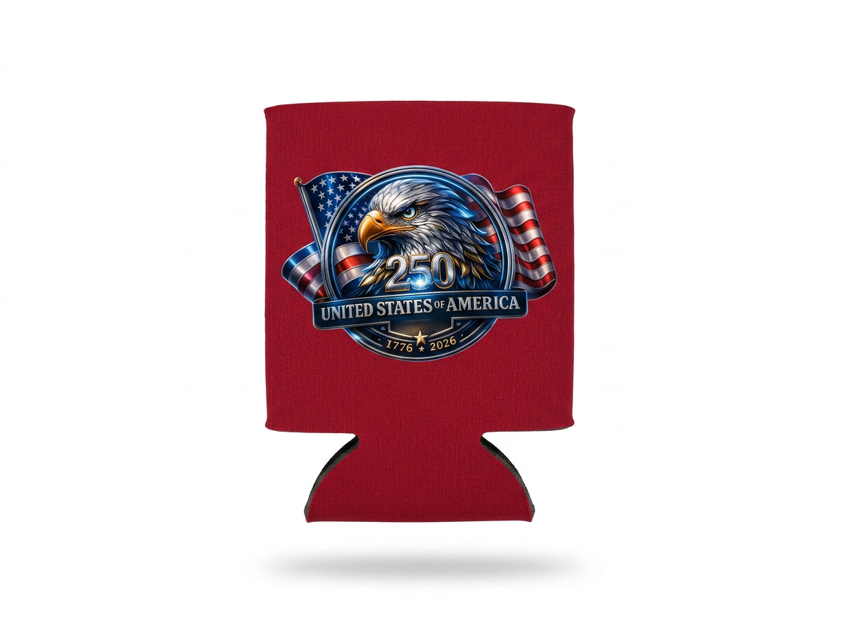USA 250th Anniversary Eagle Can Cooler | America 250 Patriotic Koozie | United States Semiquincentennial Drink Sleeve