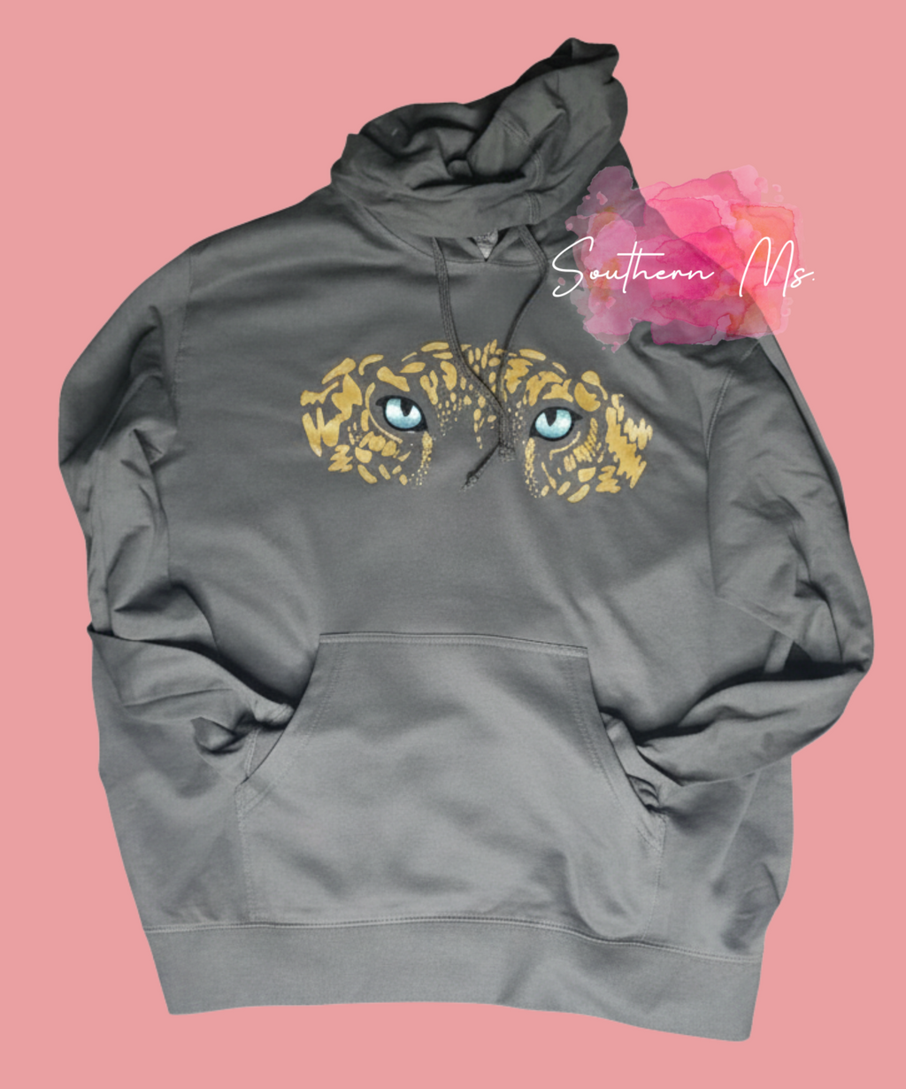 Intense Jaguar Eyes Hoodie - Jacksonville Fan Gear - Charcoal Grey Graphic Sweatshirt