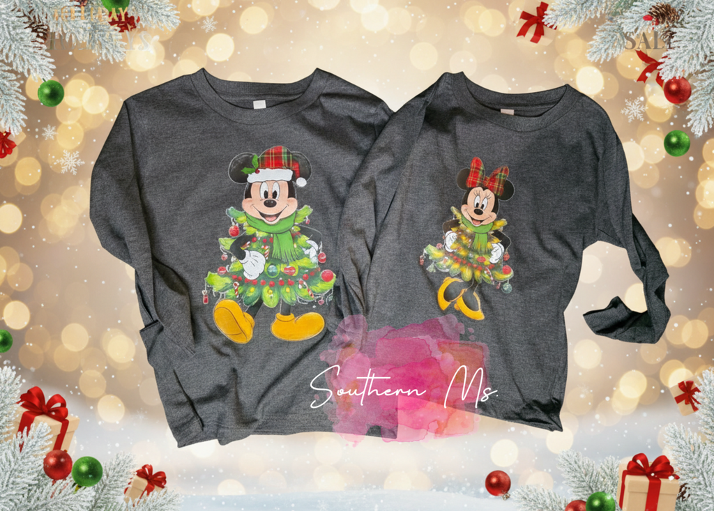 Mickey and Minnie Christmas Tree Family Shirts - Magical Holiday Vacation Tees