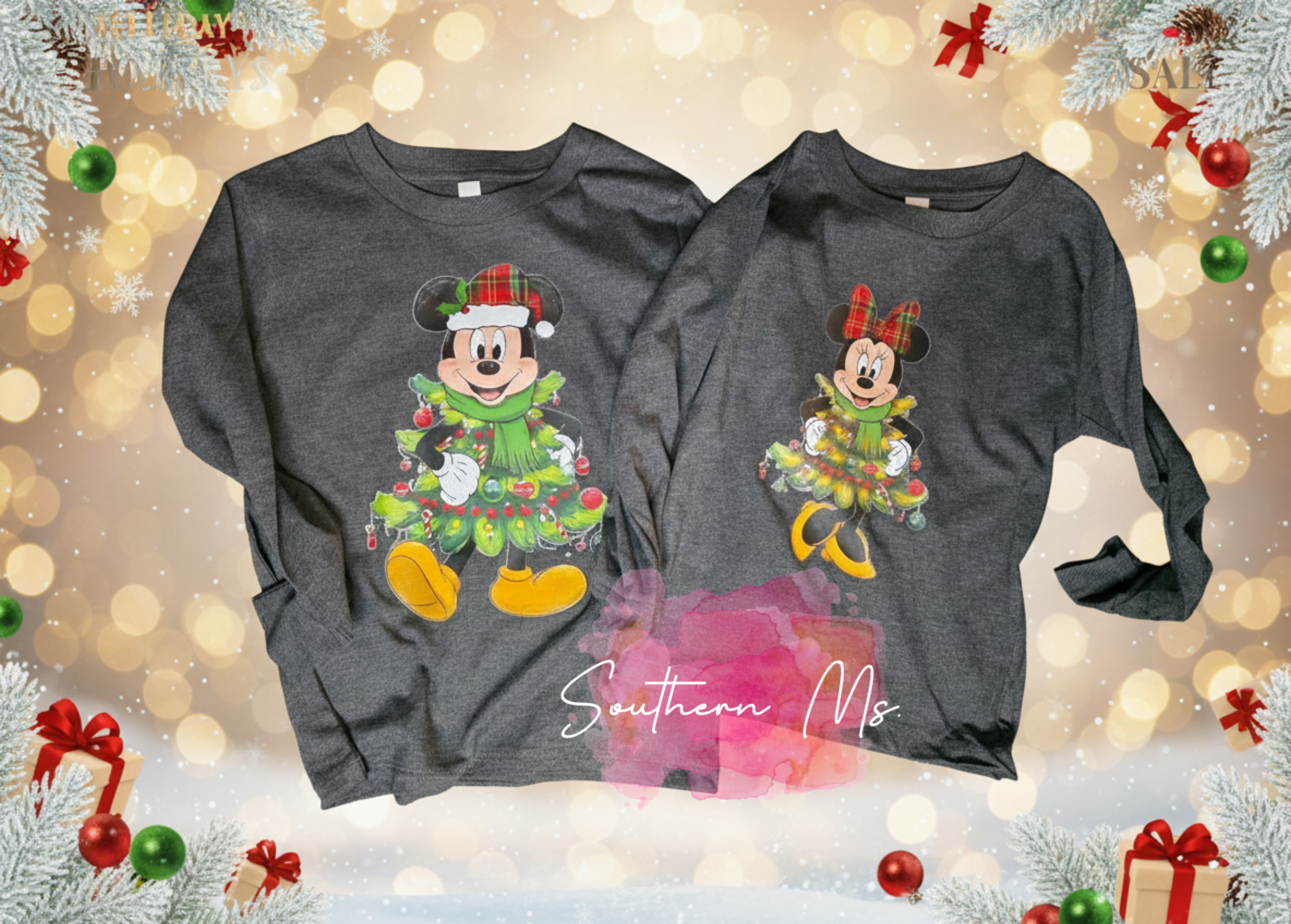 Mickey and Minnie Christmas Tree Family Shirts - Magical Holiday Vacation Tees