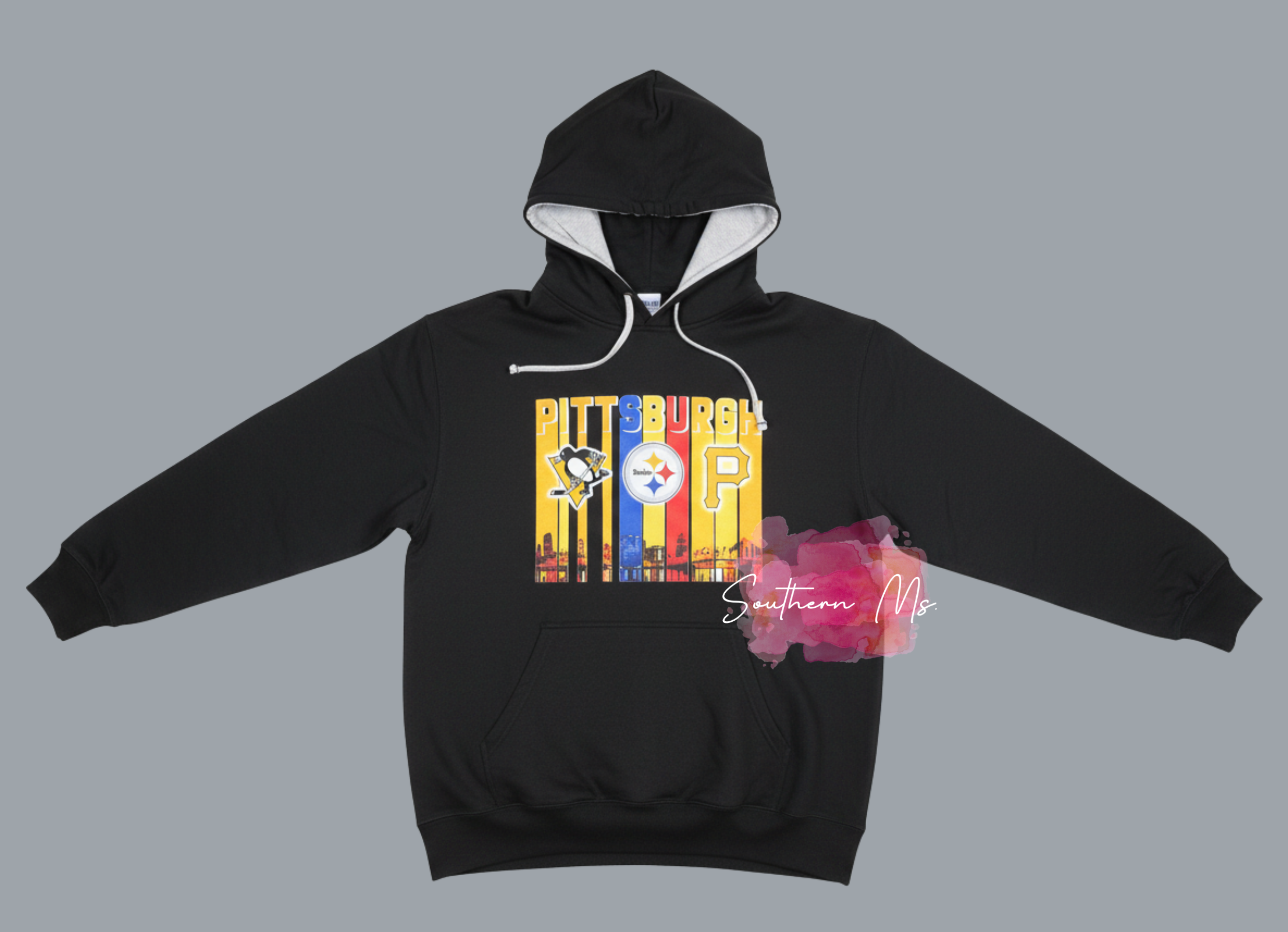 Pittsburgh Sports Fan Hoodie - Black & Gold City Pride Graphic Sweatshirt