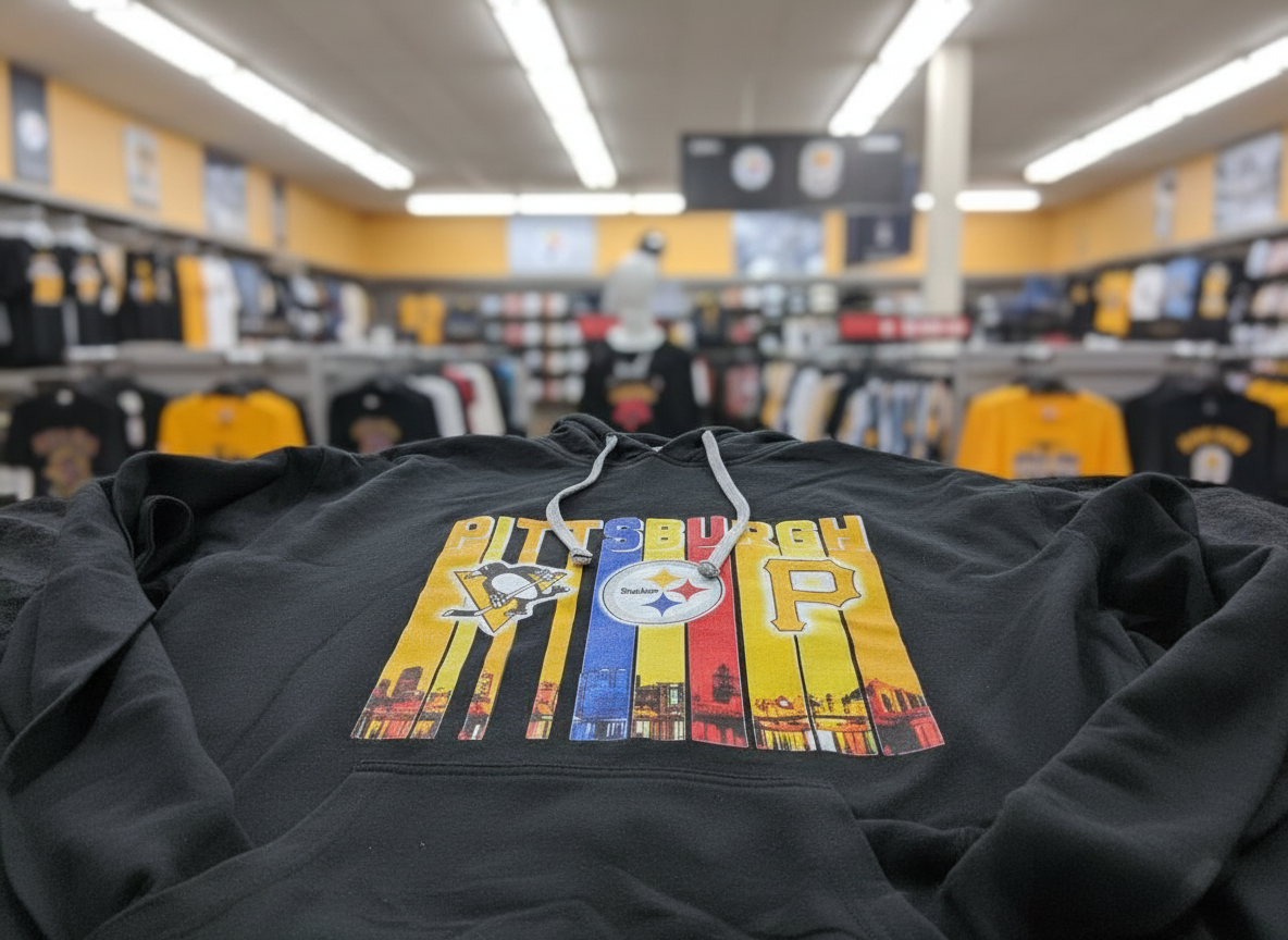 Pittsburgh Sports Fan Hoodie - Black & Gold City Pride Graphic Sweatshirt