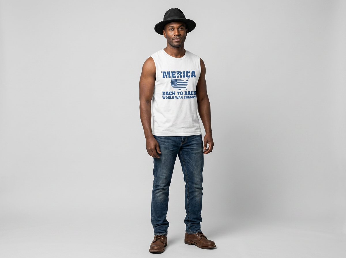 'Merica Back to Back World War Champs T-Shirt | Patriotic USA Graphic Tee | Funny Americana Shirt