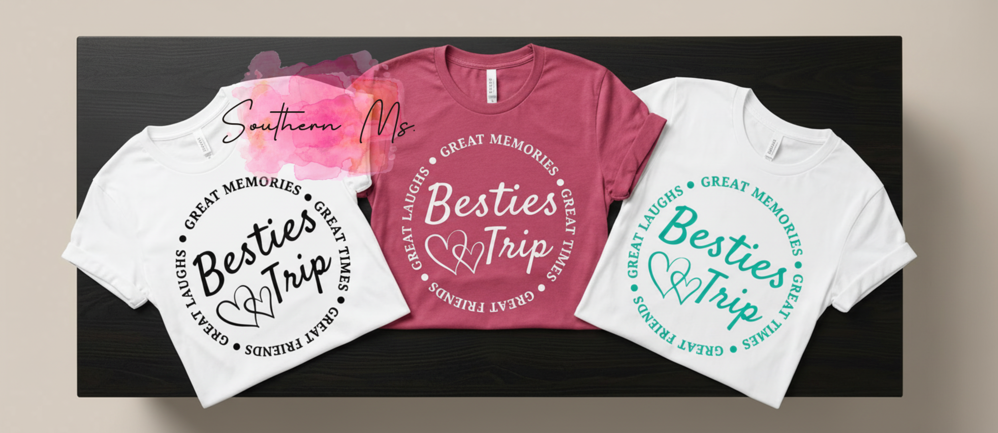 Matching Besties Trip T-Shirt | Girls' Weekend Group Graphic Tee | Custom Squad Vacation Outfits | Best Friend Trip Apparel | Southern Ms Crafty Creations