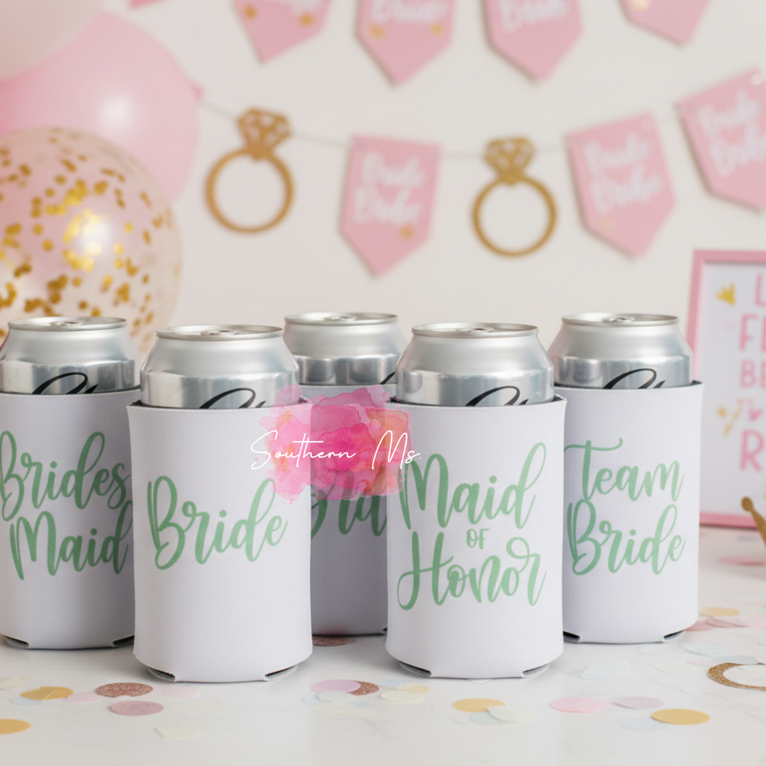 "Bridesmaid" & "Maid of Honor" – Mint Green & Black