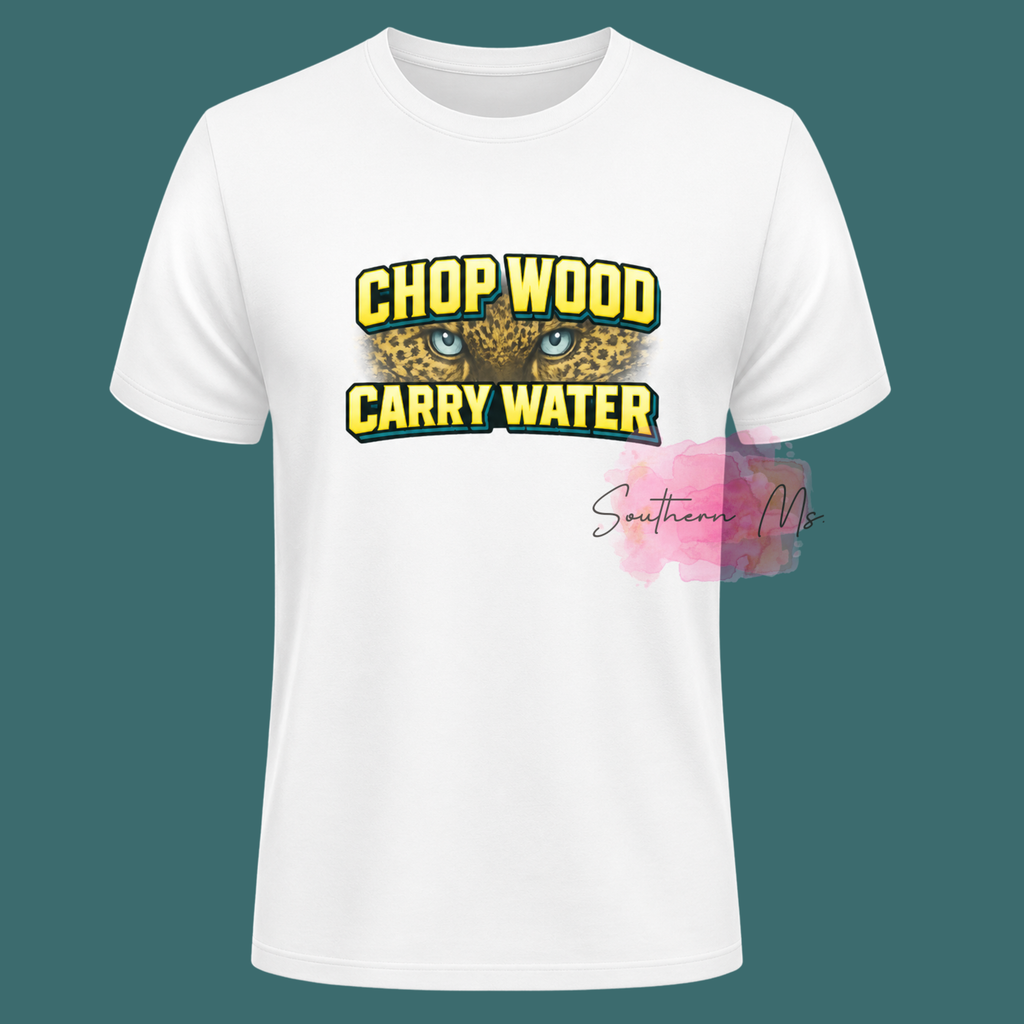 Chop Wood Carry Water Graphic Tee | Motivational Jaguar Eyes Shirt