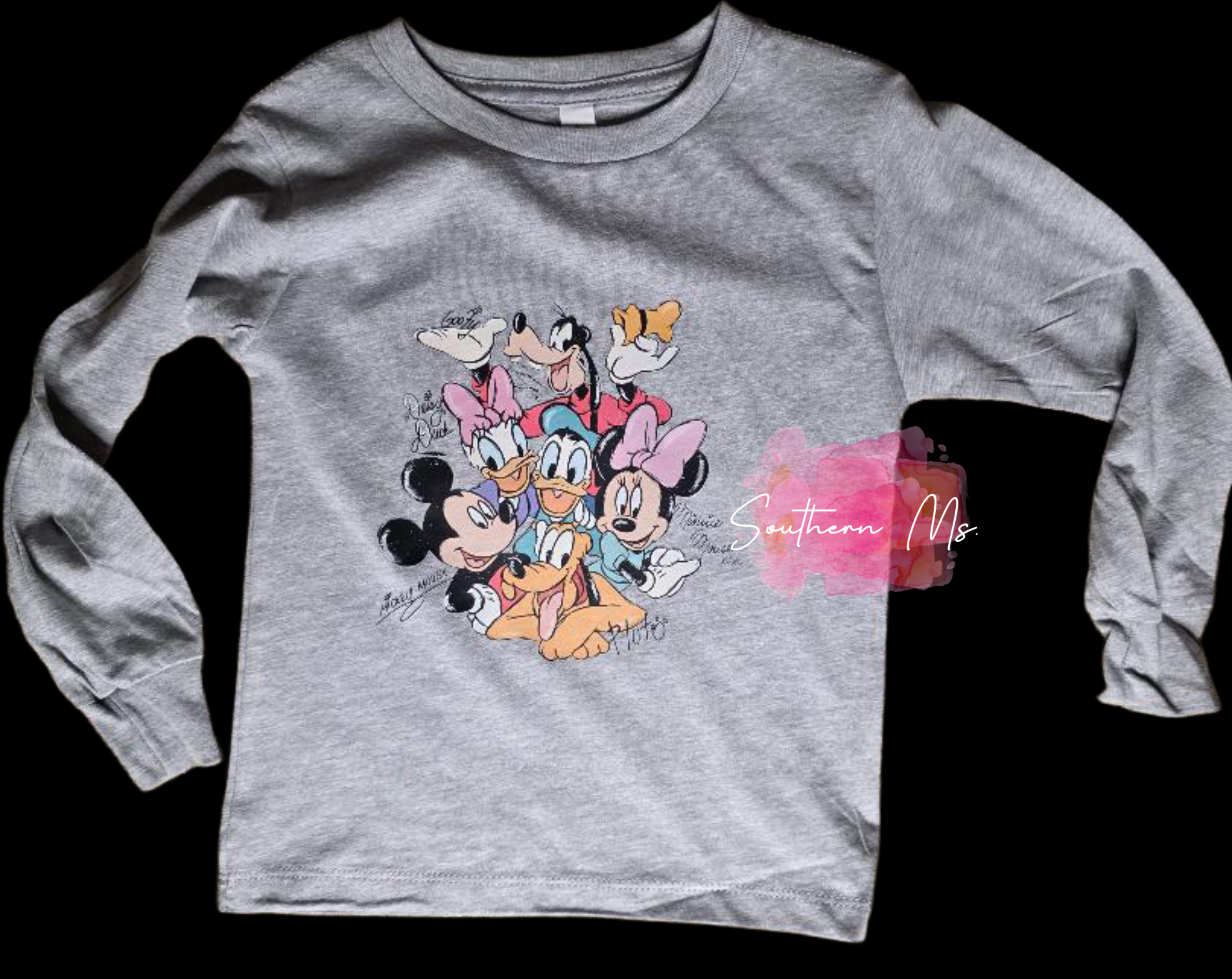 Disney Friends Christmas Long Sleeve Shirt - Mickey & Gang Holiday Youth Tee