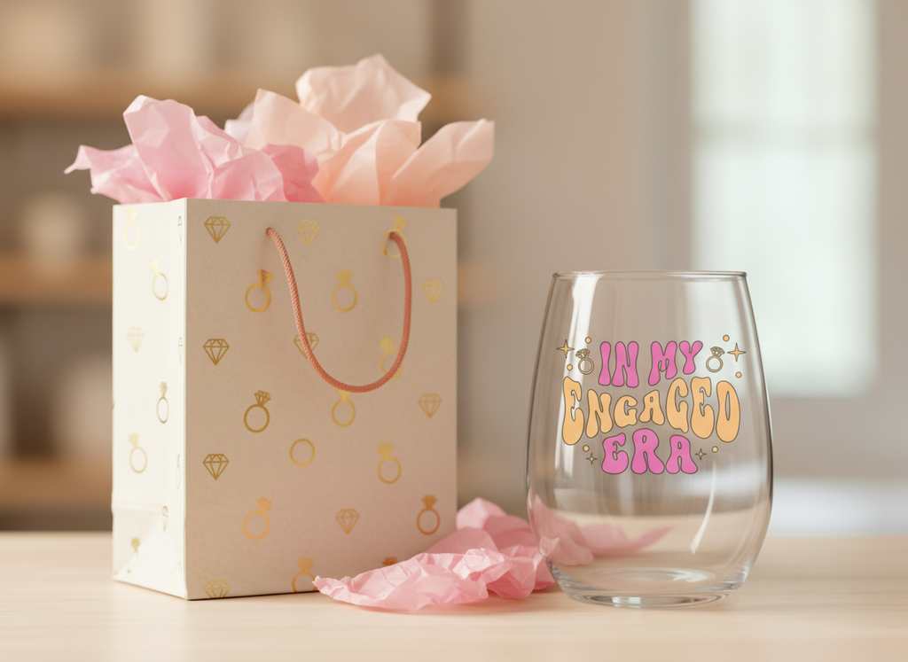 Groovy Engaged Era Wine Tumbler – Future Mrs. Gift – Retro Wedding Reveal Glass