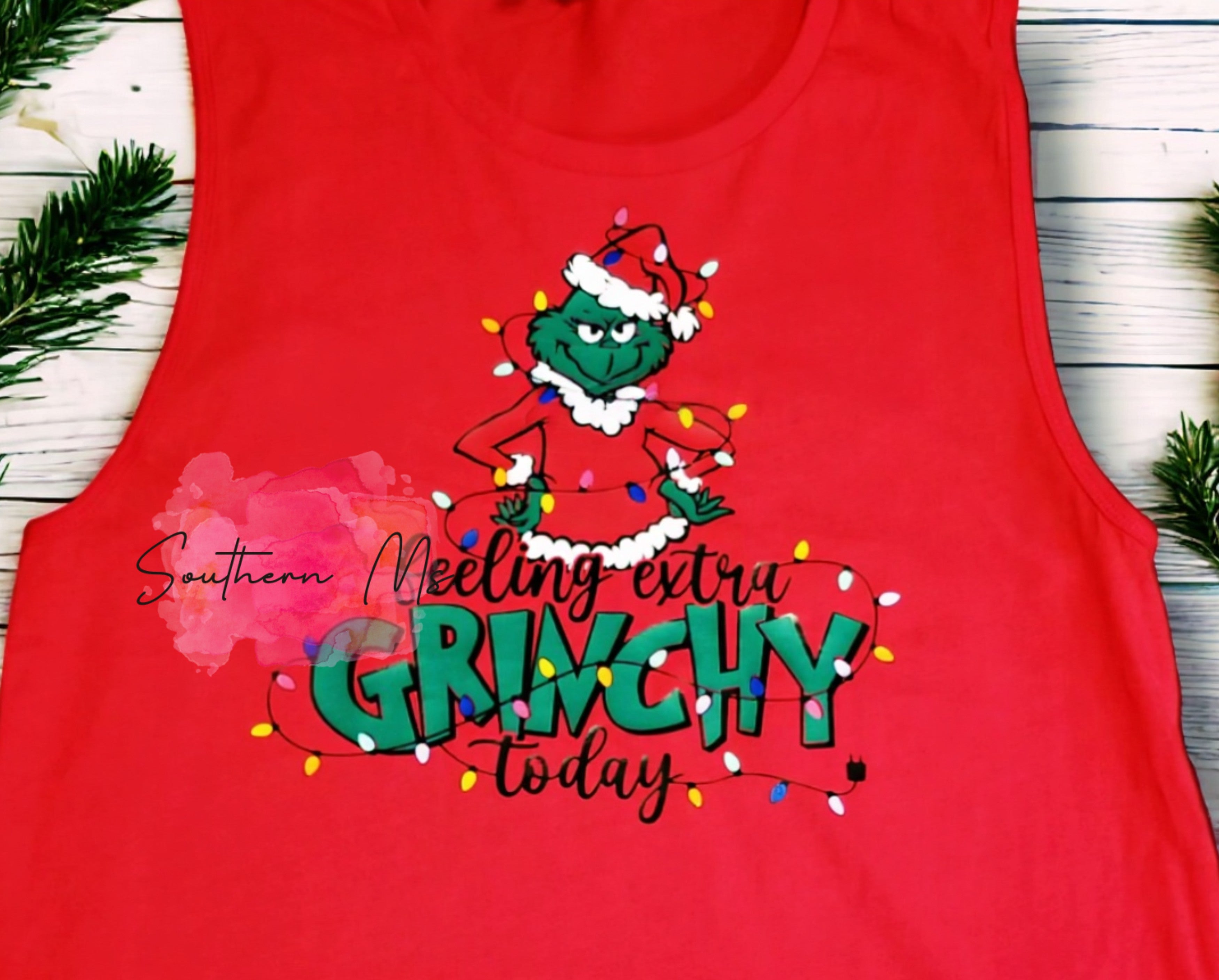"Feeling Extra Grinchy Today" Christmas Tank Top