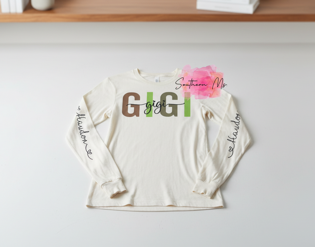 Personalized Gigi Long Sleeve Shirt | Custom Grandma Name Tee | Gift for Gigi