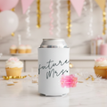 "Future Mrs." White Can Cooler – Elegant Minimalist Bridal Shower Coozie