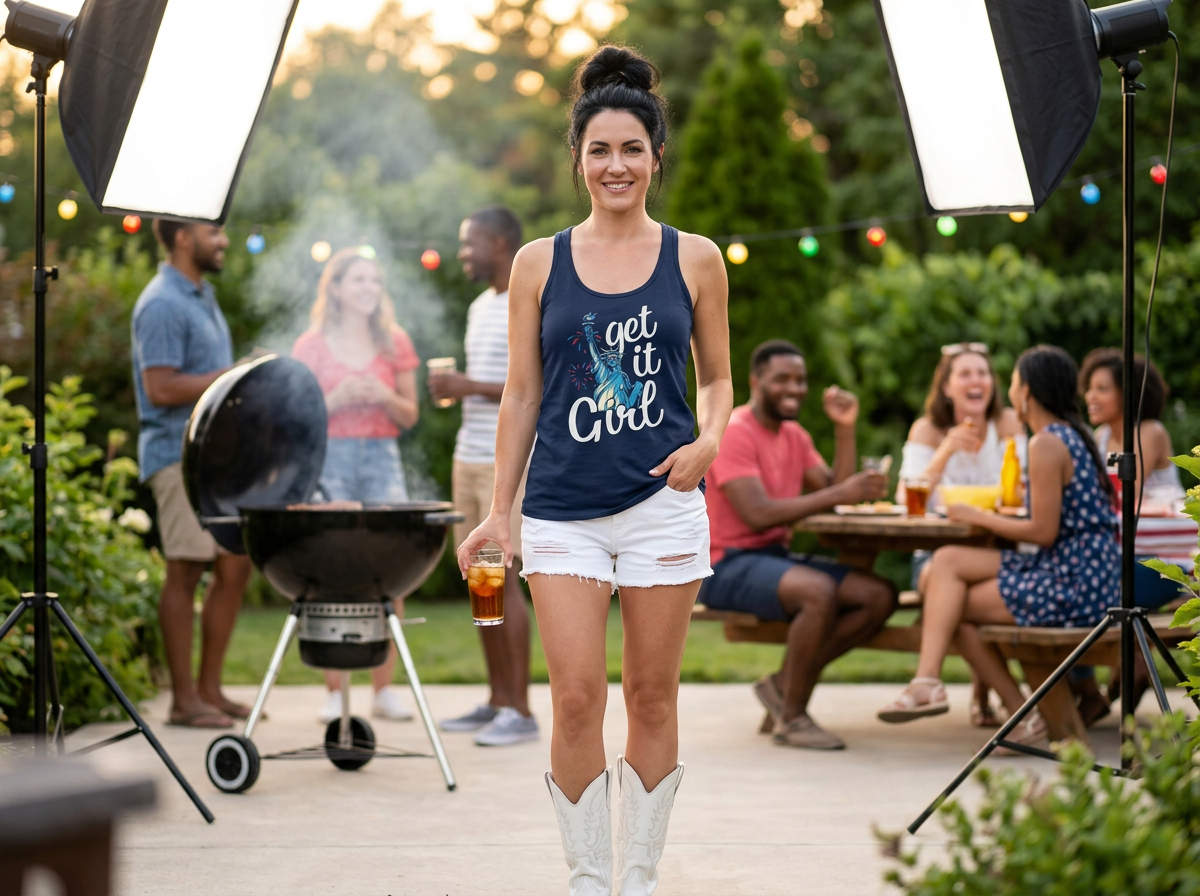 Get It Girl Patriotic Racerback Tank Top | Women's Fourth of July Graphic Tank | Liberty Inspired Summer Tank