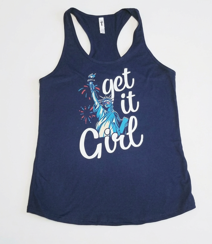 Get It Girl Patriotic Racerback Tank Top | Women's Fourth of July Graphic Tank | Liberty Inspired Summer Tank