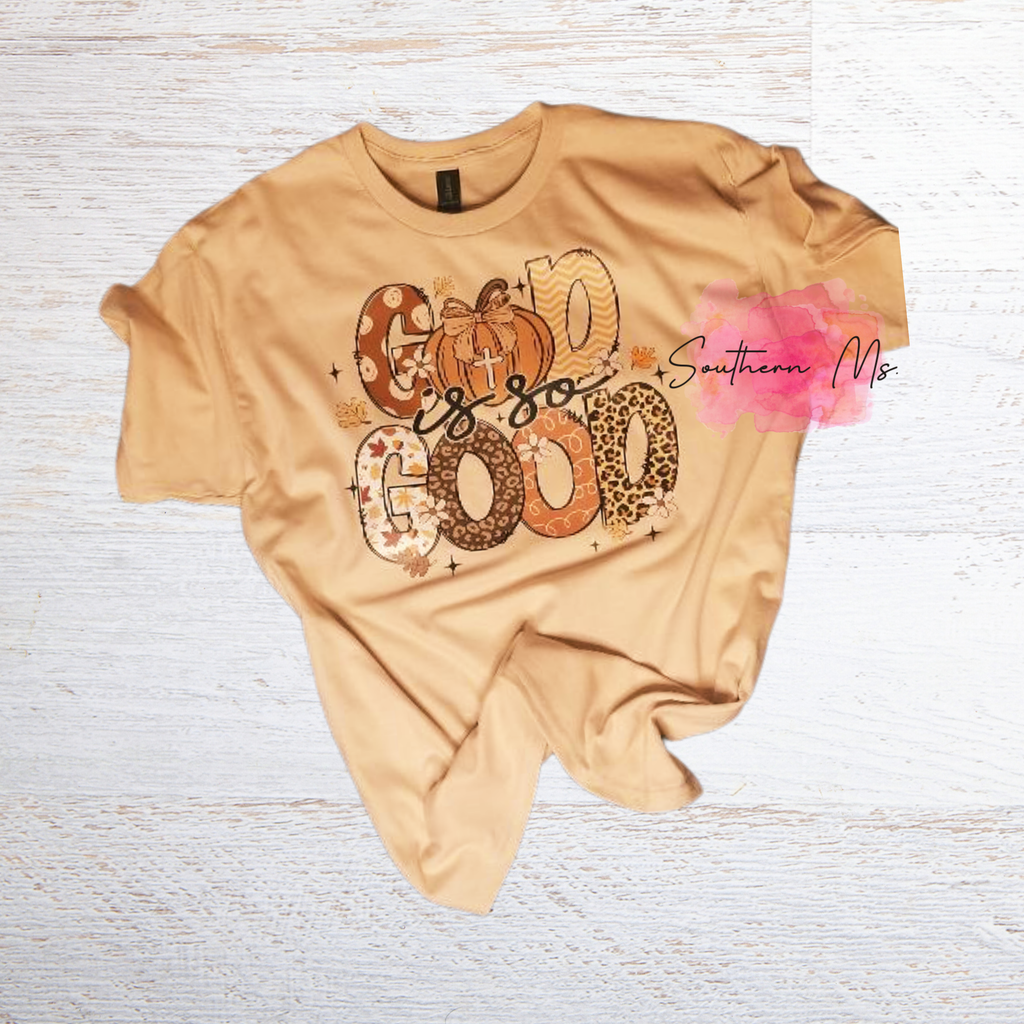 "God Is So Good" Fall Patterned Faith T-Shirt