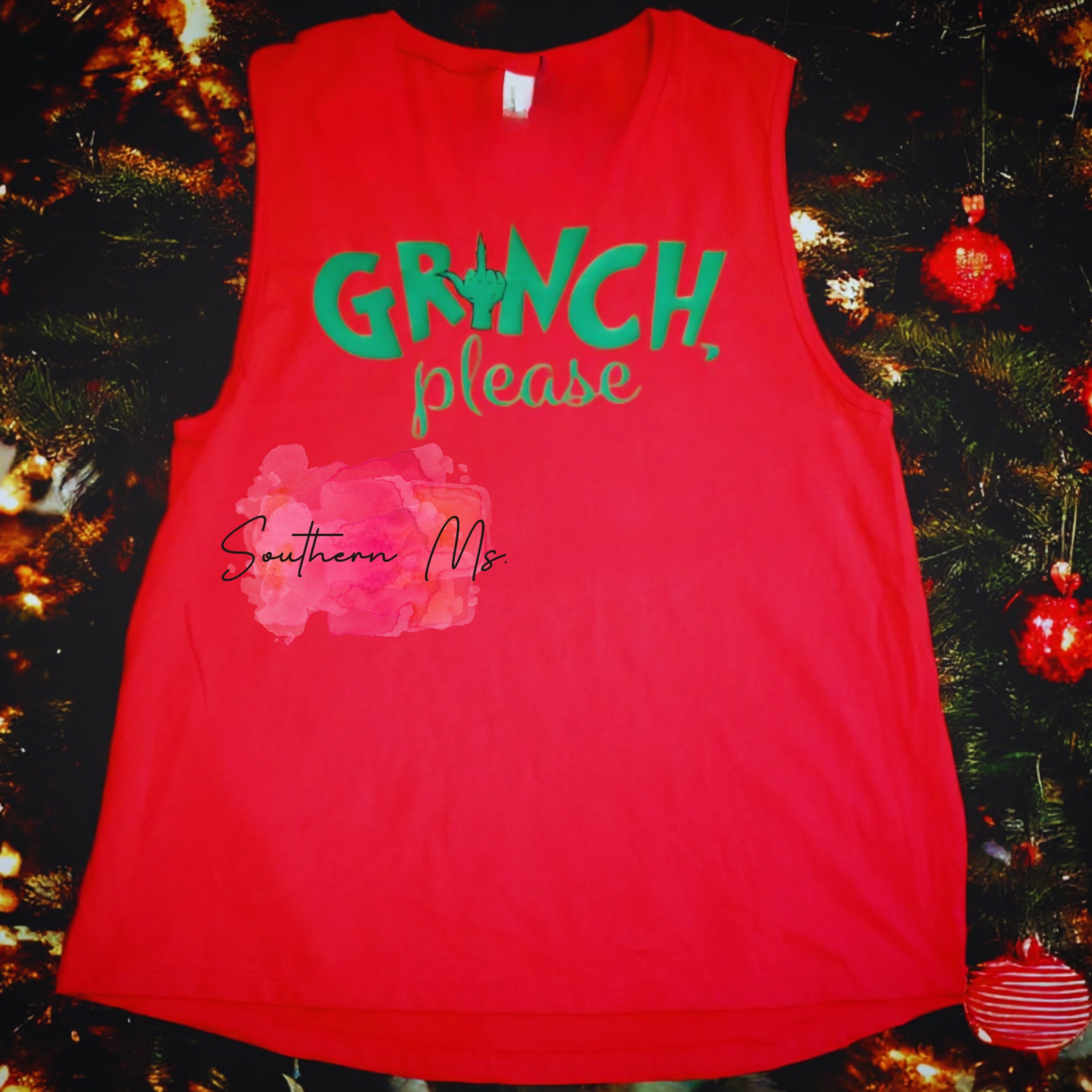 "GRINCH, please" Christmas Sarcasm Tank Top