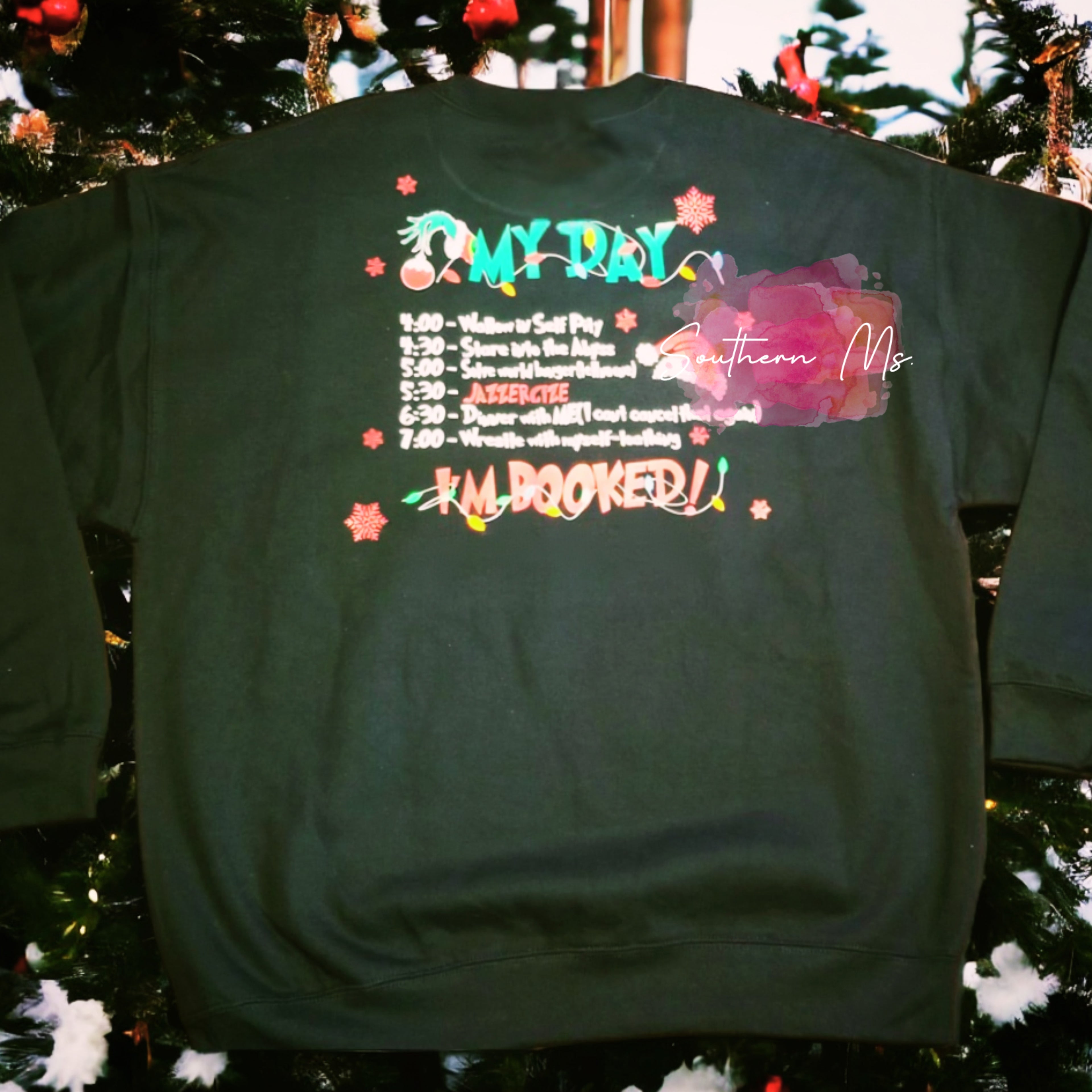"My Day - I'm Booked!" Grinch's Christmas Schedule Long Sleeve Shirt