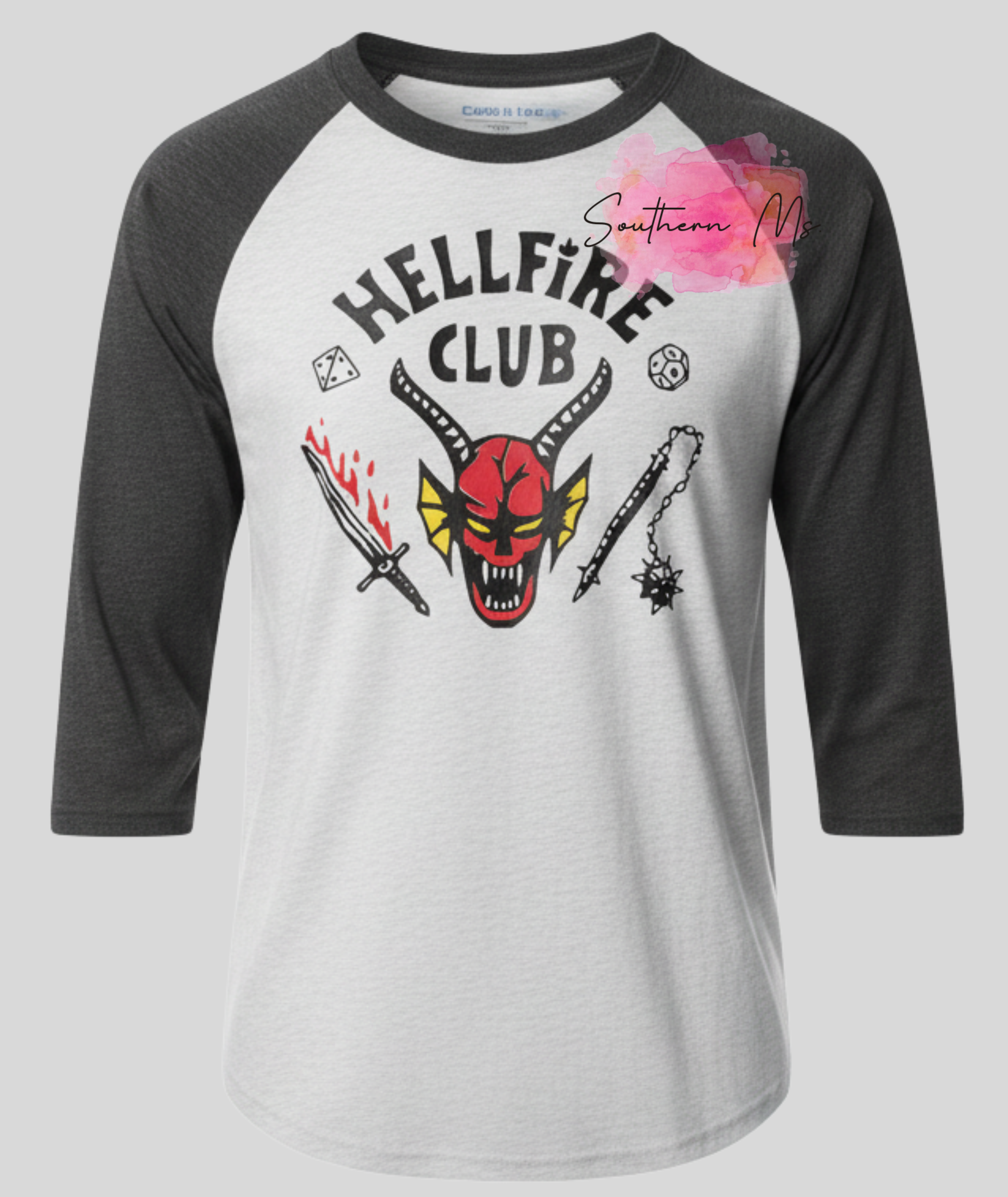 🔥 Hellfire Club Baseball Tee | Retro Raglan Graphic Shirt | Stranger-Inspired Fan Club Tee