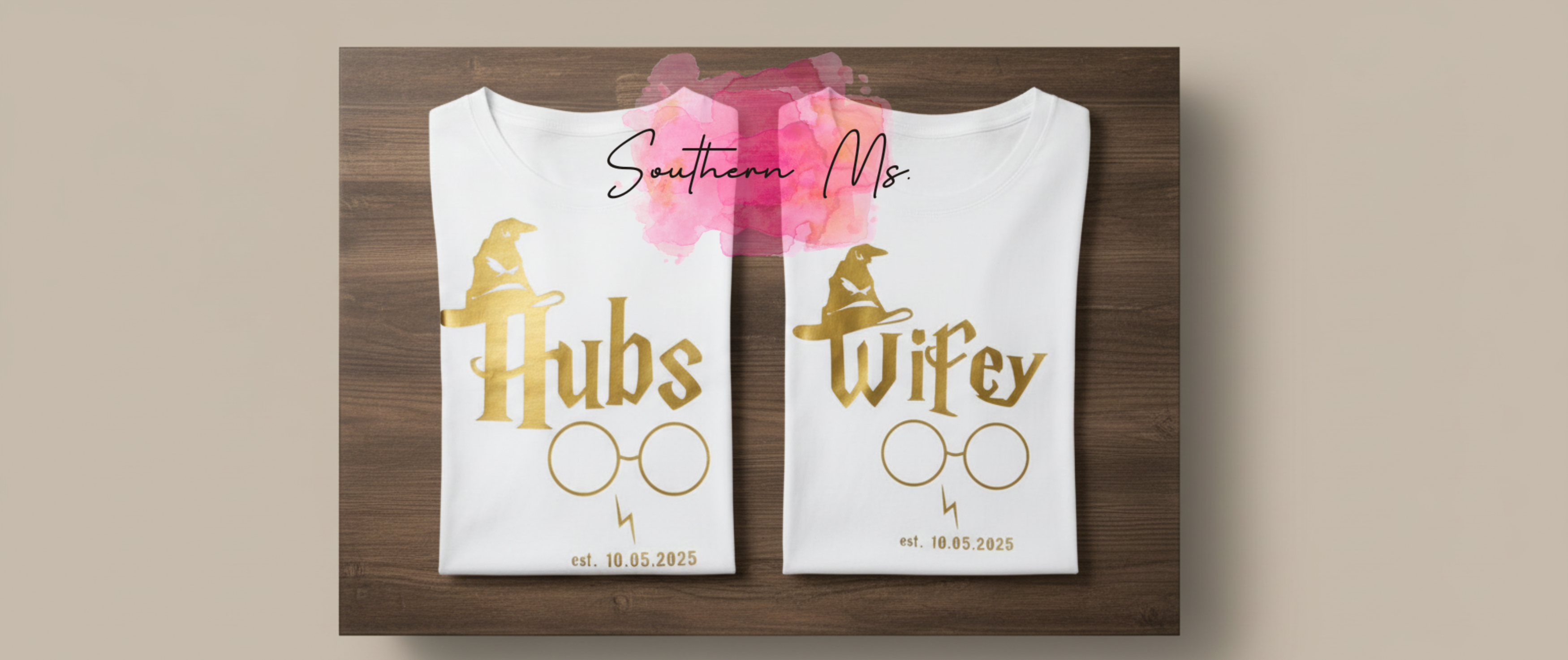 *WIFEY* Wizard Hubs & Wifey Matching Couple Shirts | Custom Anniversary Date Magic Tees | Honeymoon Wizarding World Apparel | Personalized Wedding Gift Set