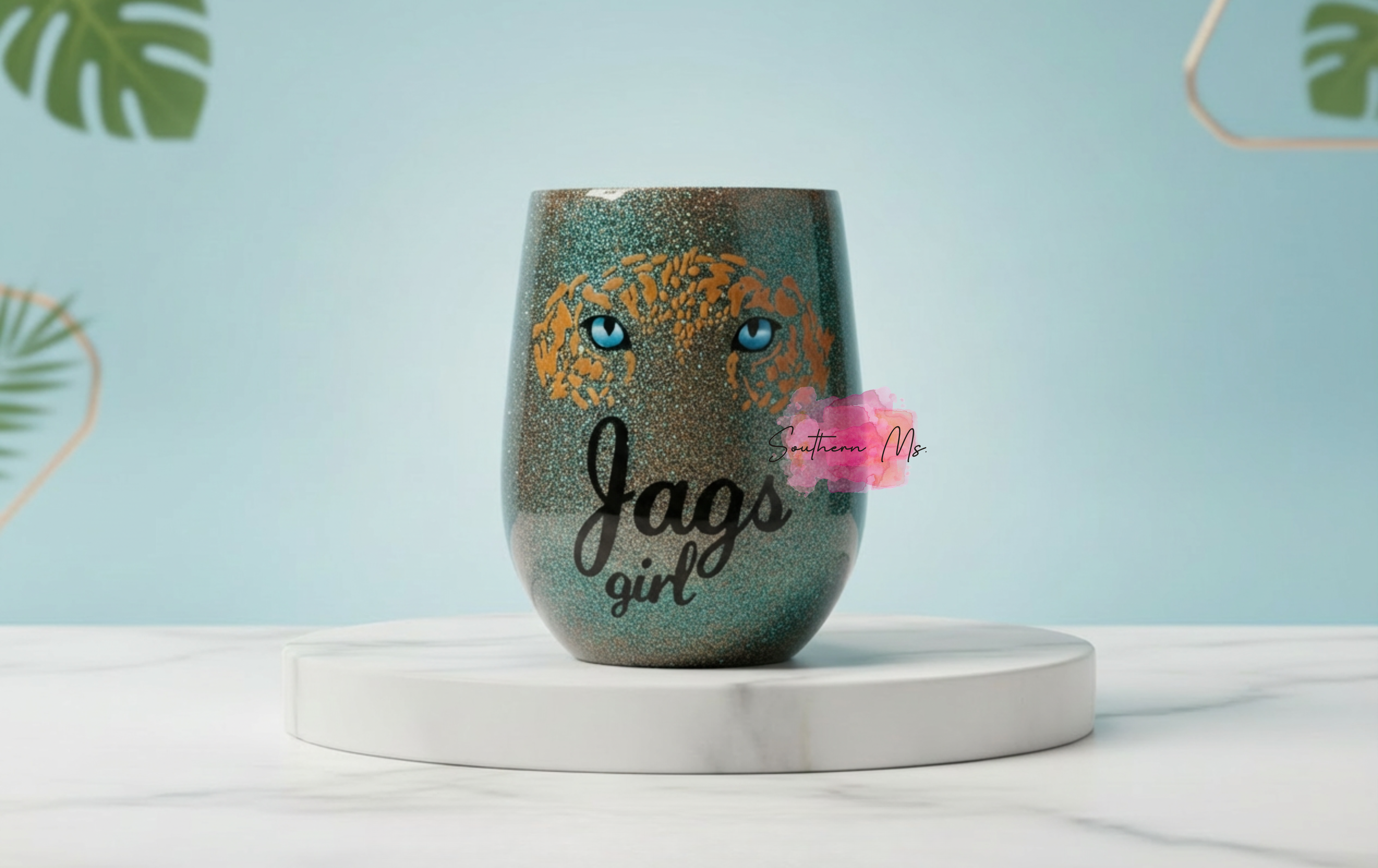Jags Girl Glitter Wine Tumbler | Football Fan Gift