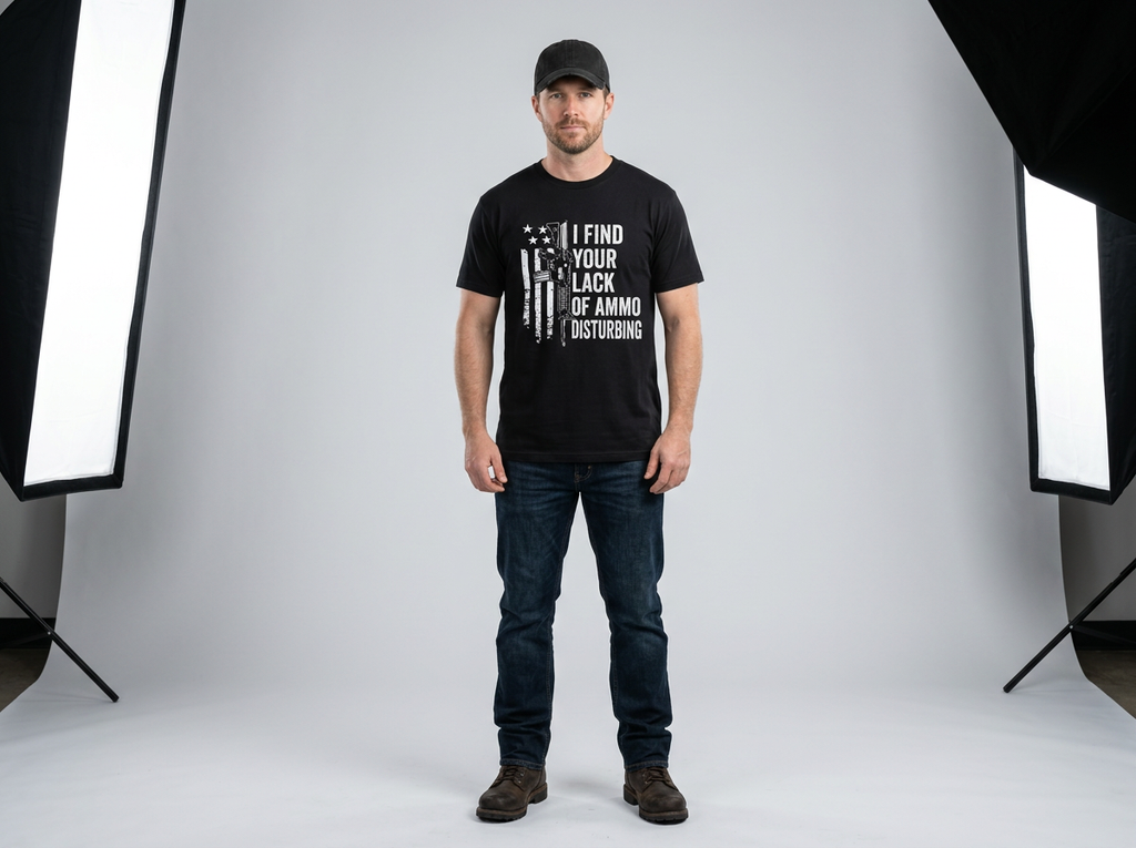 I Find Your Lack of Ammo Disturbing T-Shirt | Patriotic Flag Graphic Tee | Funny Freedom Shirt