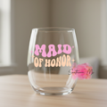 "Maid of Honor" Retro Stemless Wine Glass