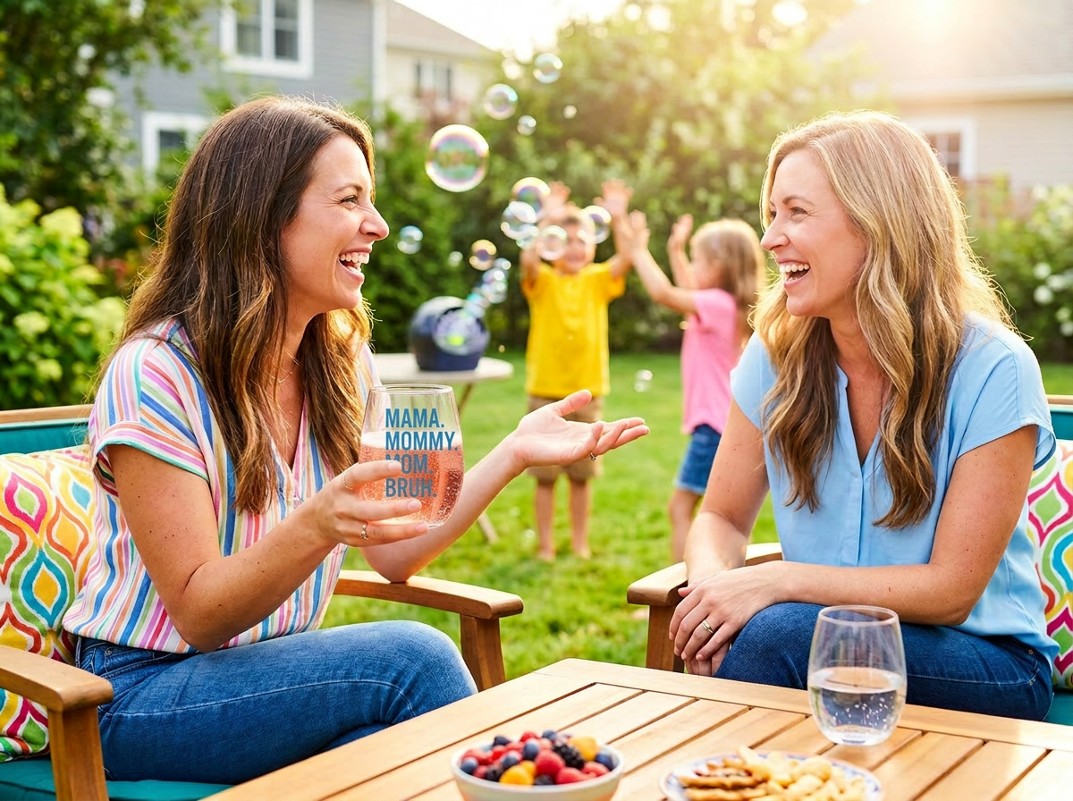 "Mama Mommy Mom Bruh" Funny Motherhood Stemless Wine Glass