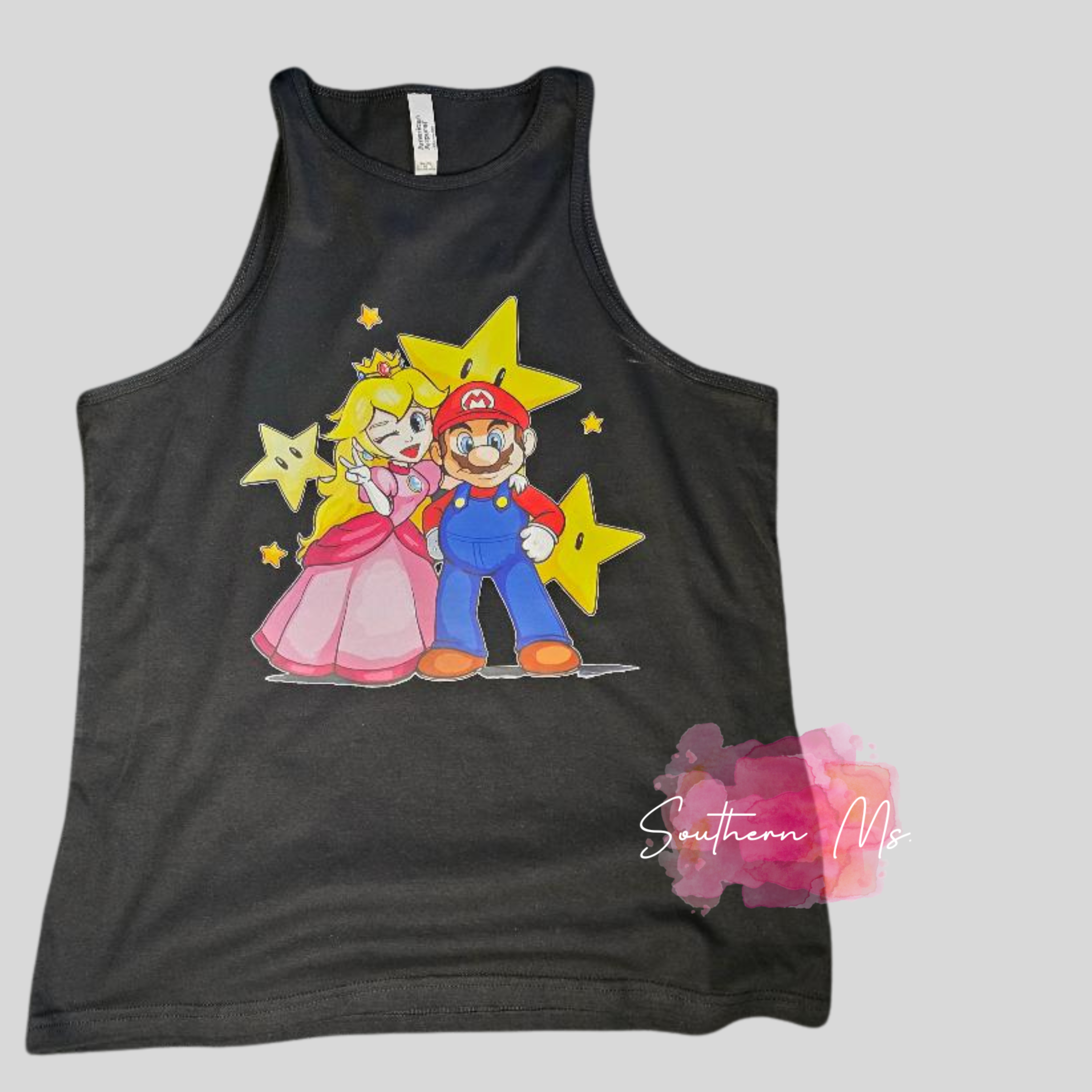 Mario & Princess Peach Hand-Drawn Style Tee | Retro Gamer Couple Graphic Tee | Cute Nintendo Inspired Summer Apparel