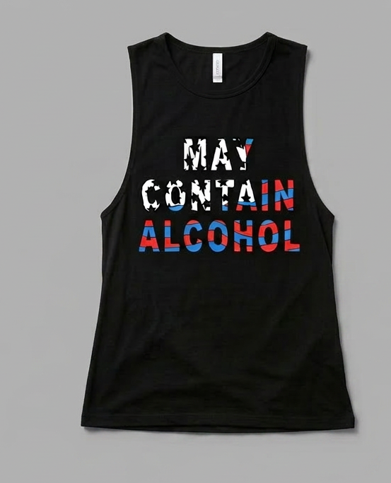 May Contain Alcohol Patriotic Tank Top | Funny Fourth of July Muscle Tank | Red White & Blue Drinking Shirt
