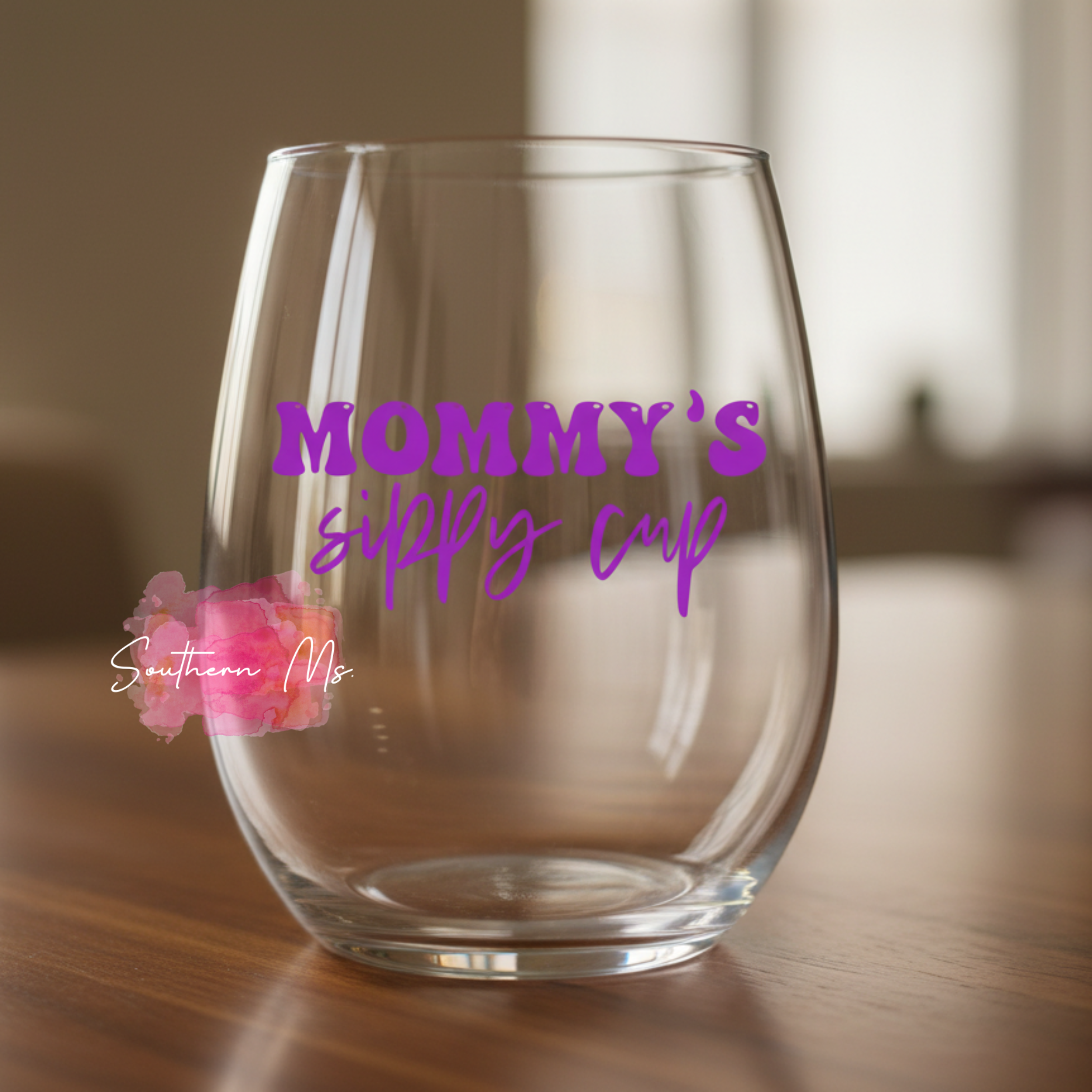 "Mommy's Sippy Cup" Stemless Wine Glass – Funny Motherhood Gift