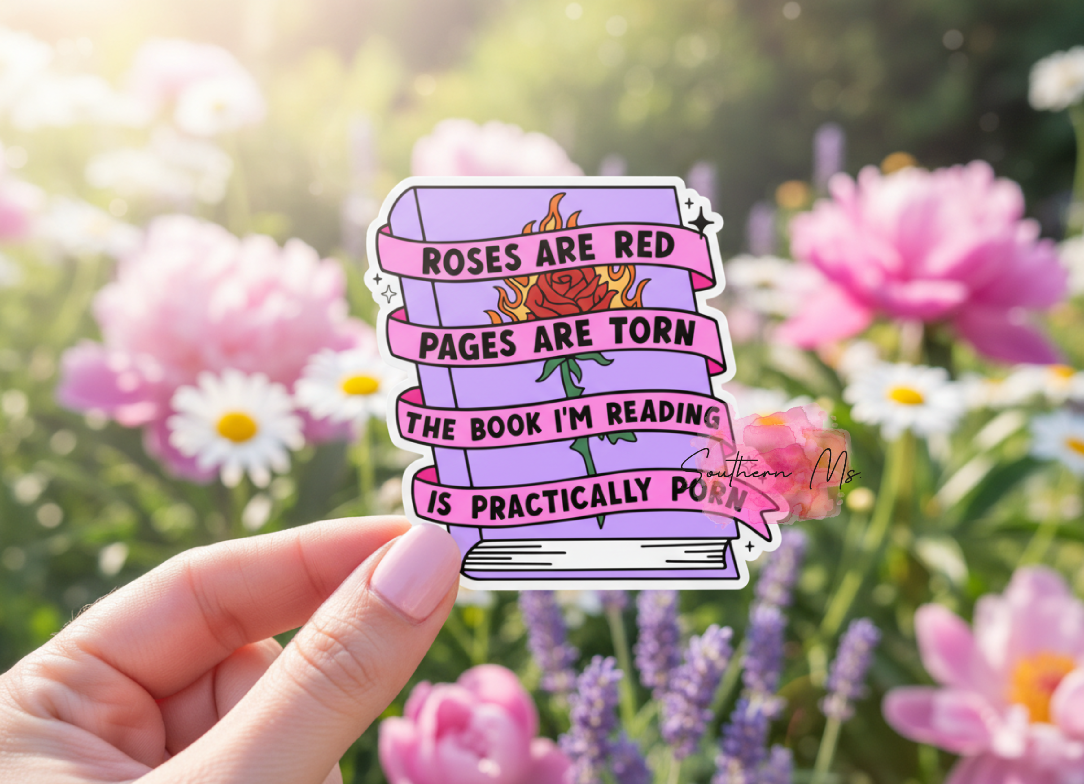 Book I'm Reading Is Practically Porn UV Sticker | Spicy Book Lover Vinyl Decal | Funny Romance Reader Sticker for BookTok & Kindles