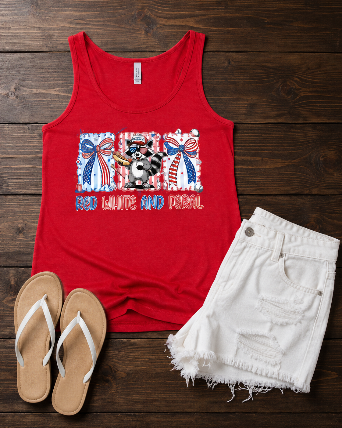 Red White & Feral Patriotic Raccoon Apparel