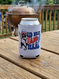 Red, White & Feral Patriotic Can Cooler | Funny Raccoon Koozie | America Drinking Sleeve | Fourth of July Can Cooler
