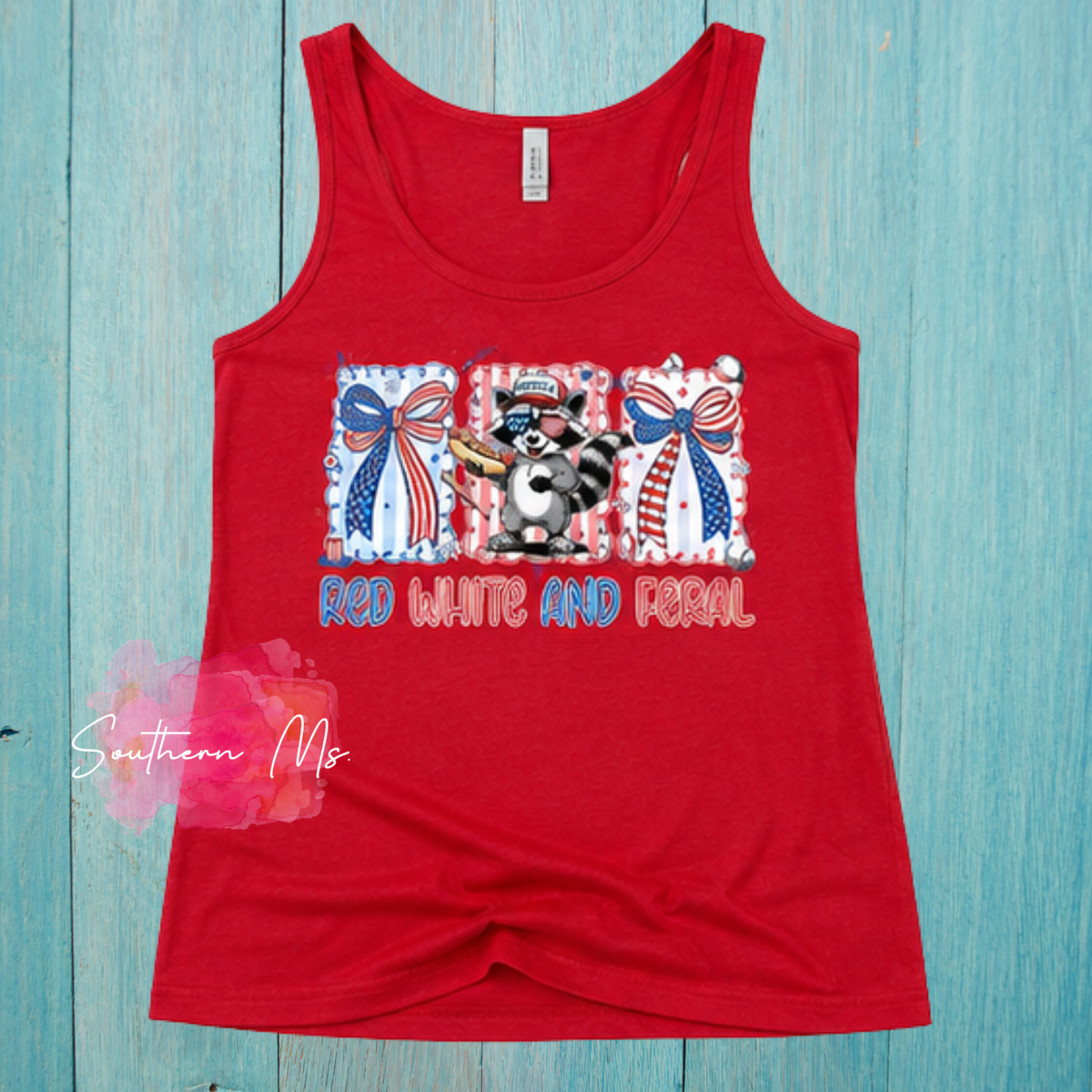Red White & Feral Patriotic Raccoon Apparel