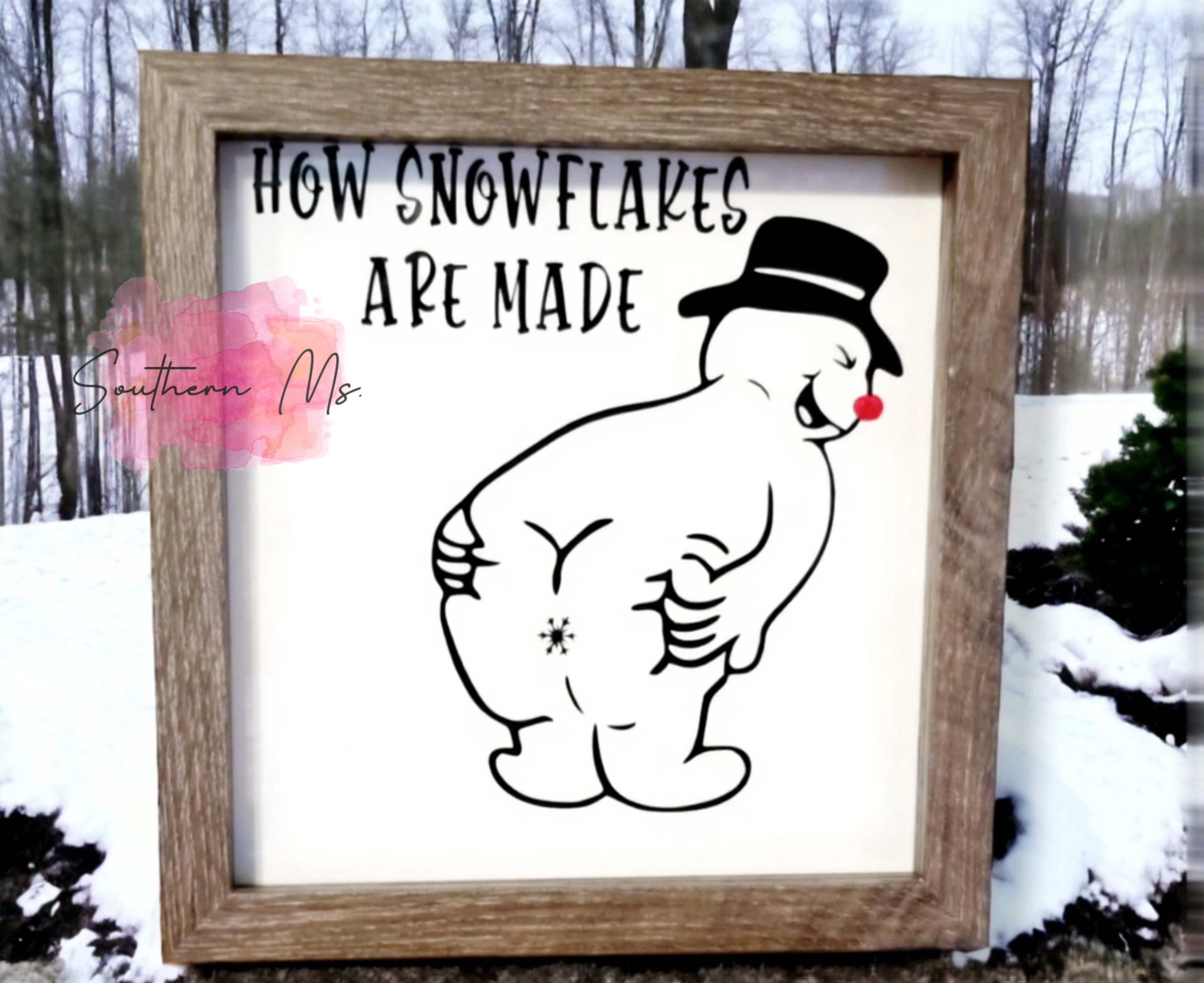 Funny Snowman Christmas Sign - How Snowflakes Are Made Wall Art - Sarcastic Holiday Home Decor