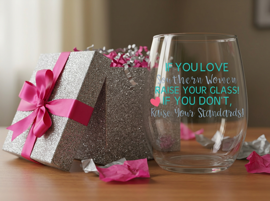 "If You Love Southern Women Raise Your Glass" Stemless Wine Glass
