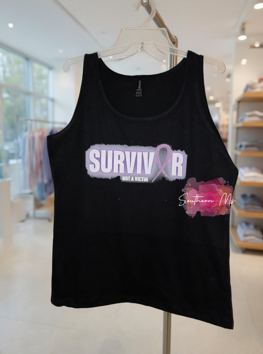 "Survivor Not A Victim" Purple Ribbon Tank Top | Domestic Violence Awareness Graphic Tee | Empowerment & Strength Muscle Tank