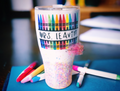 Personalized Teacher Crayon Tumbler | Custom Name Glitter Dipped Insulated Cup | End of School Year Teacher Gift | Colorful Back to School Drinkware