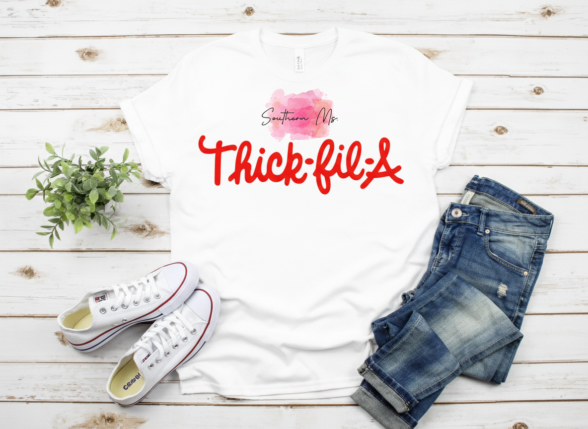Thick-fil-A Graphic T-Shirt - Funny Parody Body Positive Tee