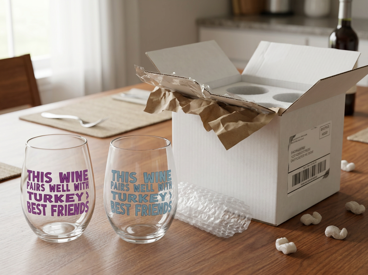 "This Wine Pairs Well With Turkey & Best Friends" Stemless Wine Glass